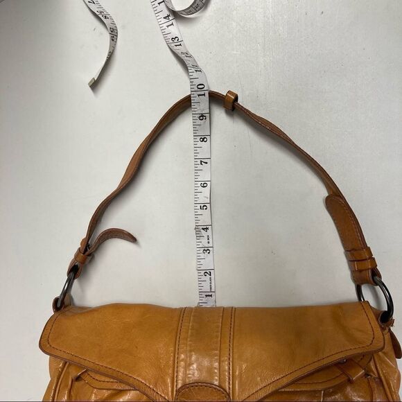 FRANCESCO BIASIA Saddle Style Handbag Mustard Color 14X5.5X7,Genuine Leather - Picture 6 of 14